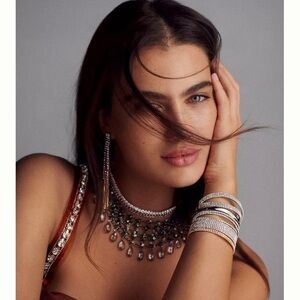 Triple row crystal rhinestone bracelet